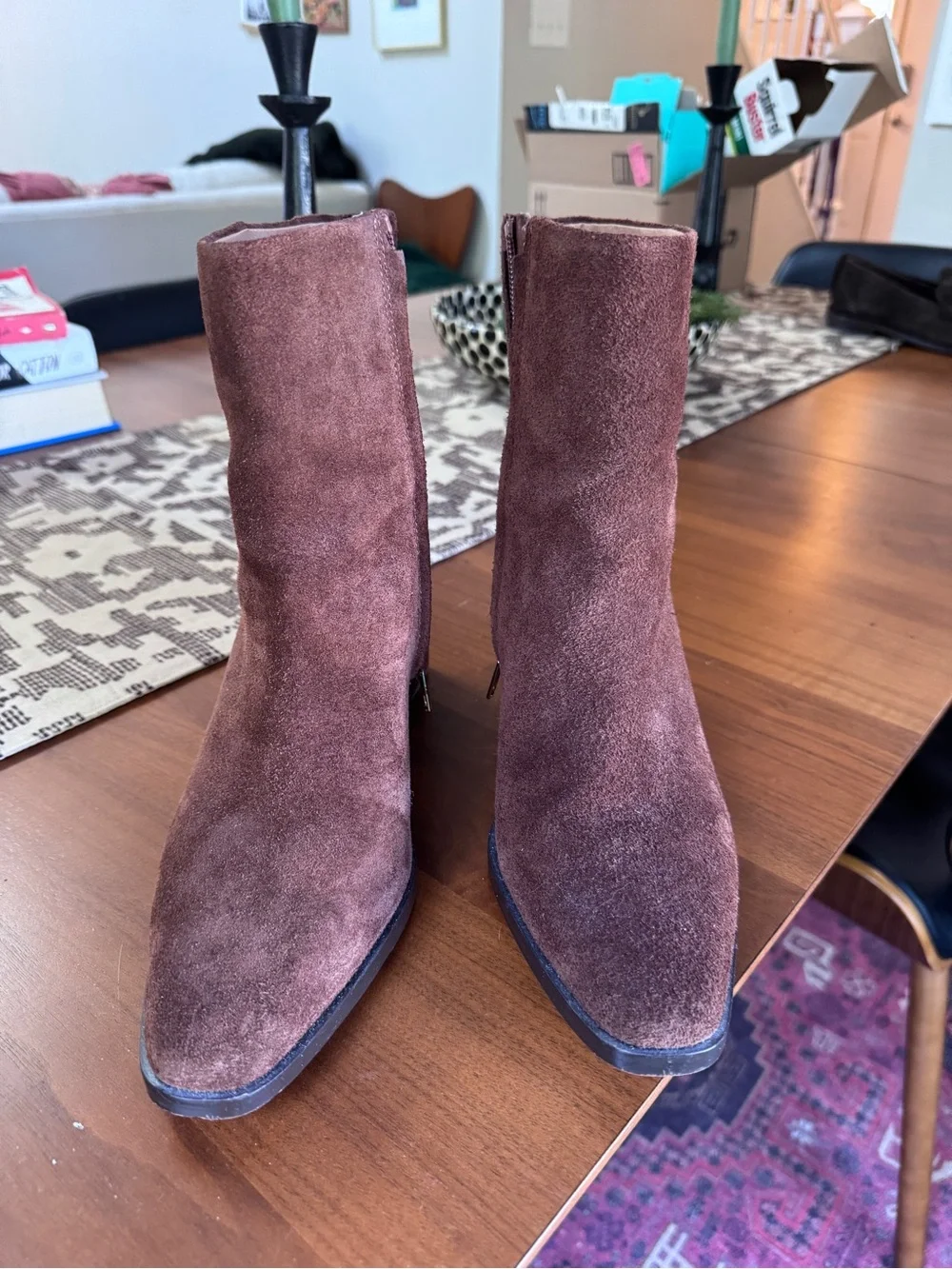 Women's Madewell Ardin Suede Boots in Brown - Classic 2” Block Heel, barely worn